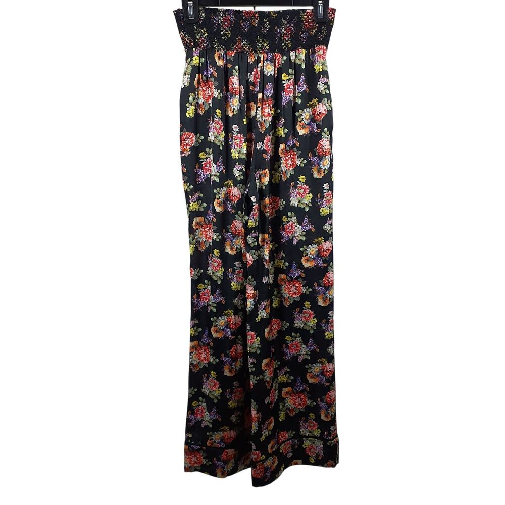 Olivia Smocked Magnolia Floral Black Willis Size Small Pants NWT - Picture 3 of 5